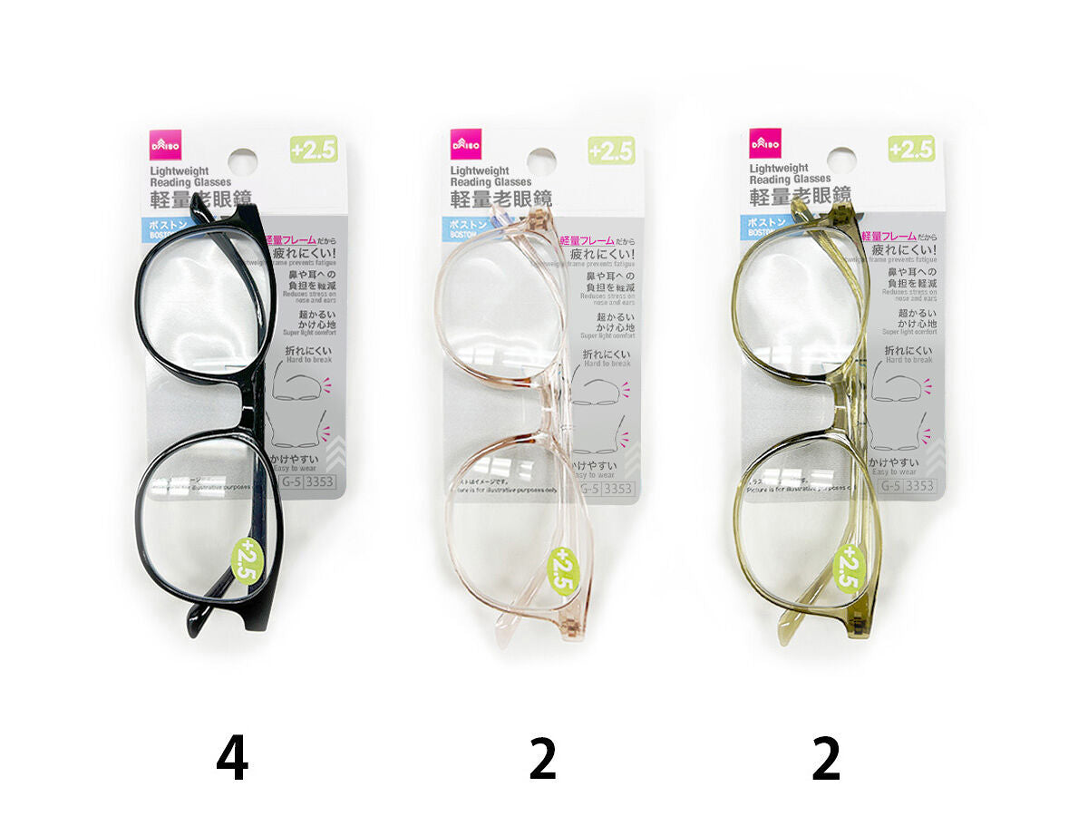 軽量老眼鏡（ボストン、＋2．5度） -100均 通販 ダイソーオンライン