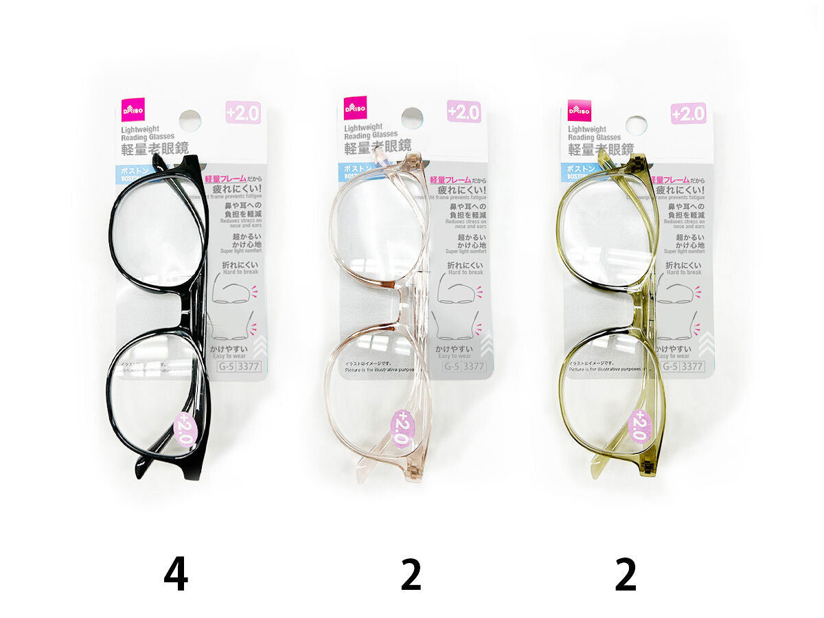 軽量老眼鏡（ボストン、＋2．0度） -100均 通販 ダイソーオンライン
