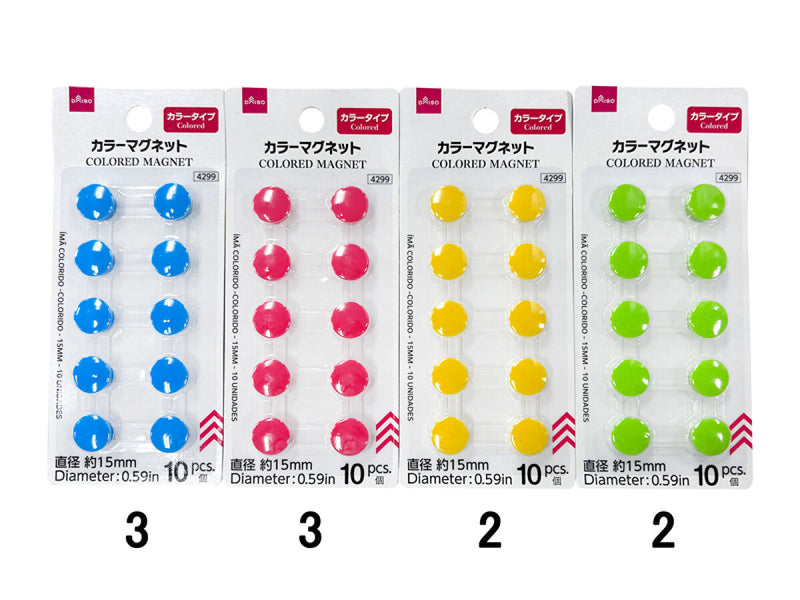 カラーマグネット（カラータイプ、１５ｍｍ、１０個）