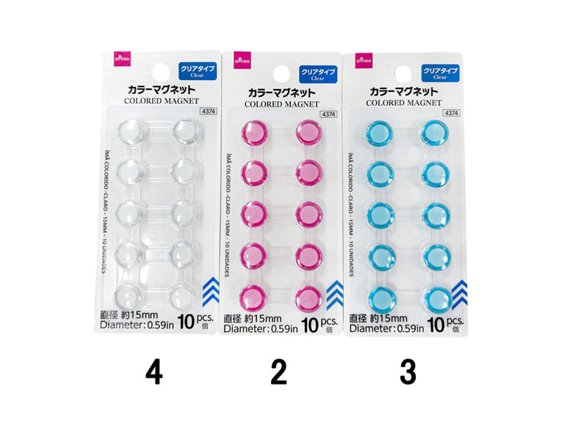 カラーマグネット（クリアタイプ、１５ｍｍ、１０個）