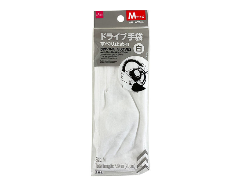 ドライブ手袋（すべり止め付、白、Ｍ）