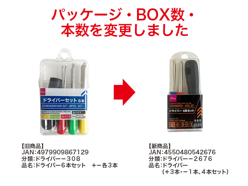 ドライバー（＋３本・－１本、４本セット）