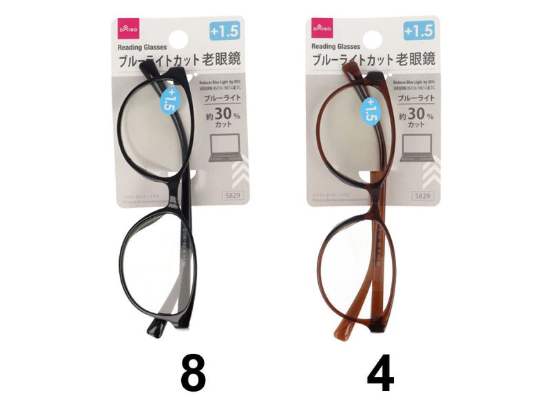 ブルーライトカット老眼鏡（＋１．５、ブルーライト約３０％カット）