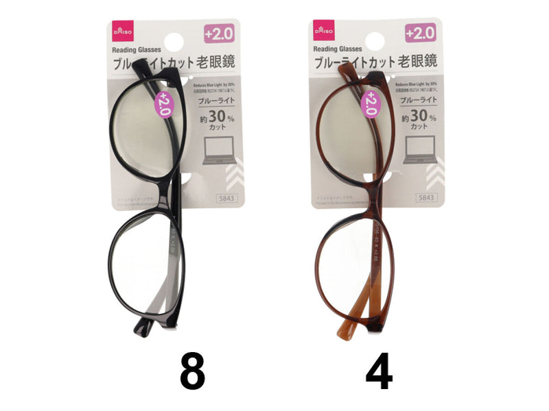 ブルーライトカット老眼鏡（＋２．０、ブルーライト約３０％カット）