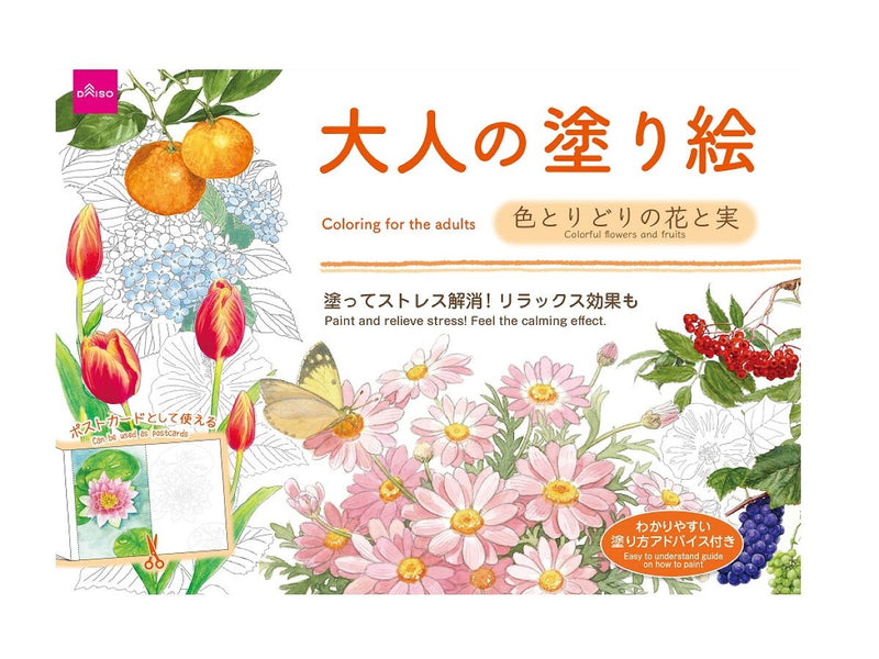 大人の塗り絵（色とりどりの花と実）