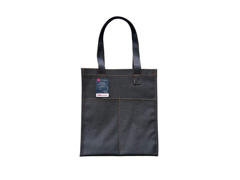 デニム風トートバッグ（外ポケット付）