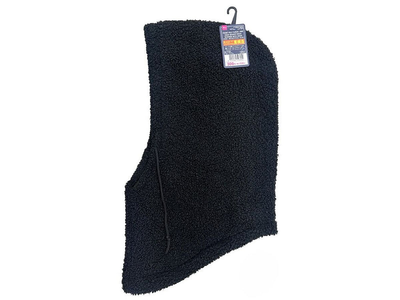 フード付表パイルフリース＆裏シャギーネックウォーマー（男女兼用、フリー、ブラック）