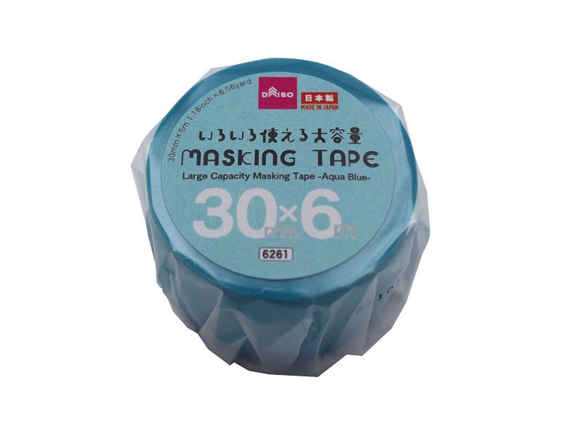 大容量マスキングテープ（水色、３０ｍｍ×６ｍ）