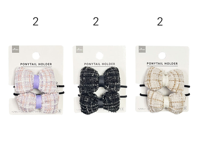 ヘアポニー（ぷっくりリボン、ツイード、２個）