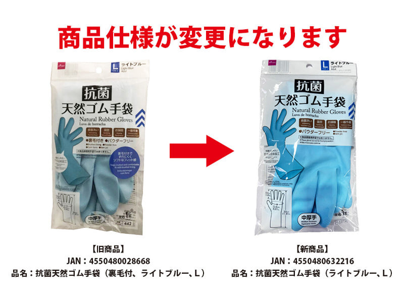 抗菌天然ゴム手袋（ライトブルー、Ｌ）