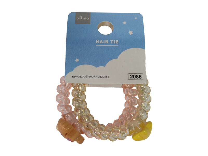 モチーフ付スパイラルヘアゴム（２本）