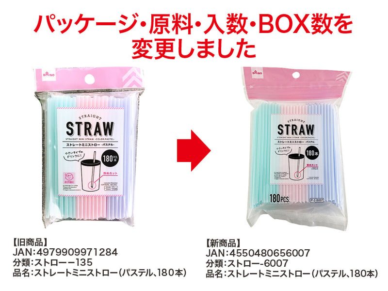 ストレートミニストロー（パステル、１８０本）