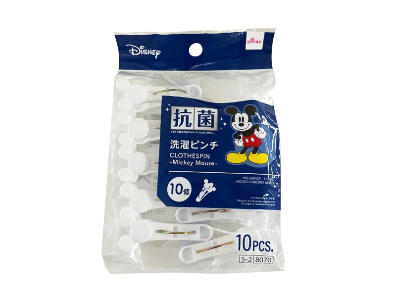 洗濯ピンチ、抗菌、１０個（ミッキーマウス）