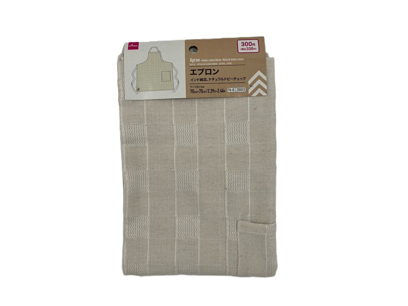 エプロン（インド綿混、ナチュラルドビーチェック）
