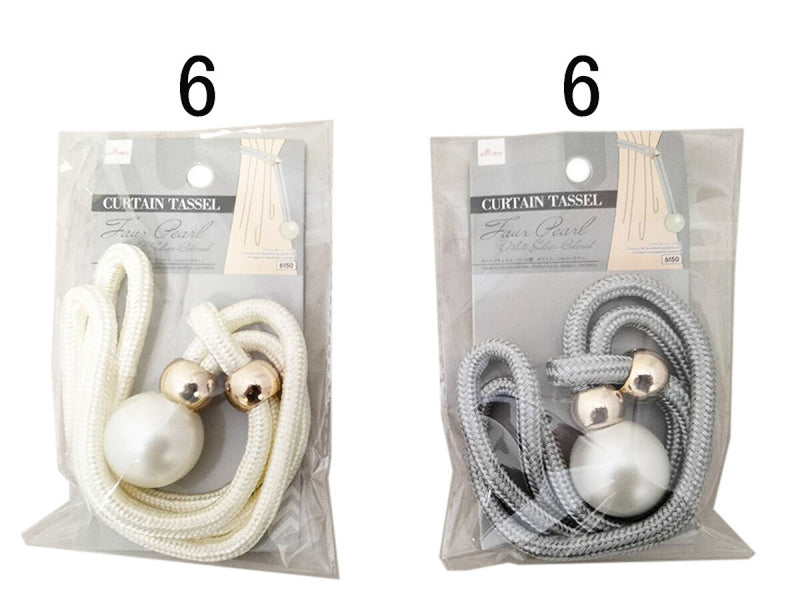 カーテンタッセル（パール調、ホワイト、シルバーカラー）