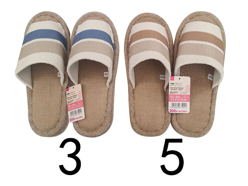 外縫いスリッパ（ジュート入、ボーダー）２２ｃｍ－２４ｃｍ