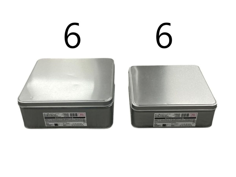 缶ケース（四角形、２サイズアソート、シルバーカラー）