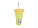 カラーチェンジタンブラー（オレンジ、ストロー付き）７５０ｍＬ