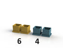ミニポット受皿付（角型、２個、マスタード／ブルー）１号、４．６ｃｍ×４．２ｃｍ×４．６ｃｍ