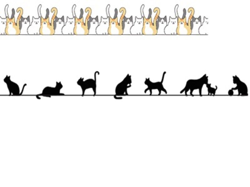 マスキングテープ（猫の集会、黒猫）
