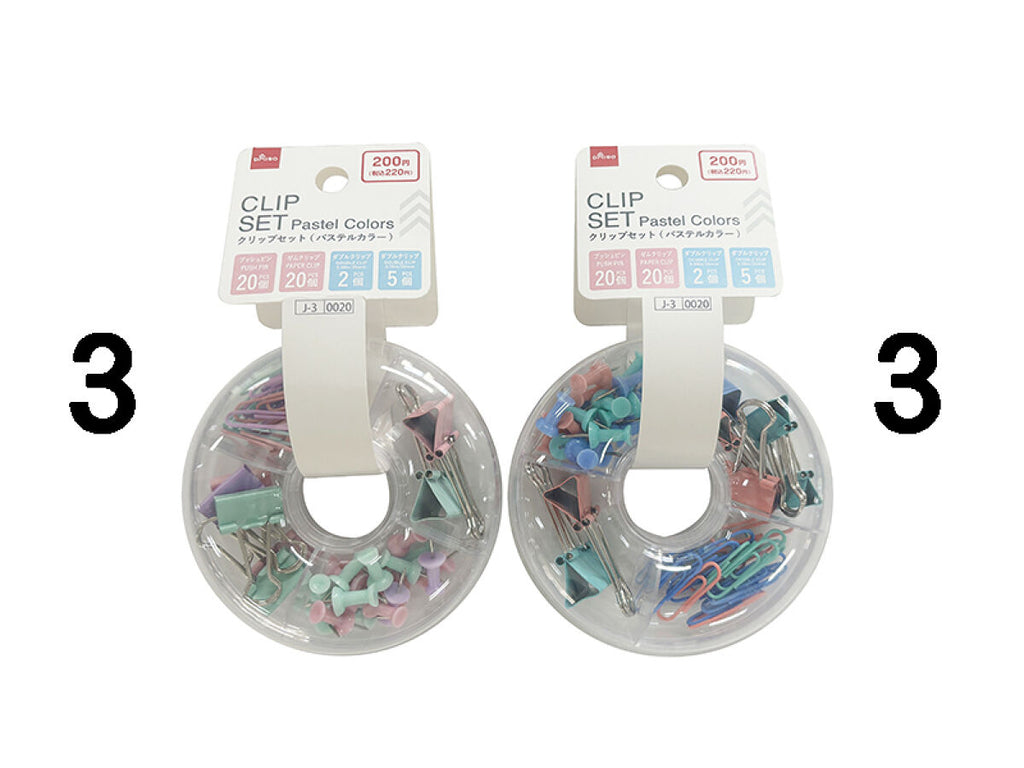 クリップセット（ドーナツ型ケース入、パステルカラー） -100均 通販