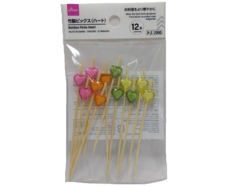 竹製ピックス（ハート、１２本）なし