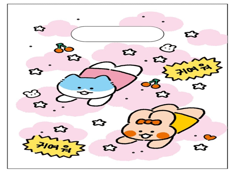横マチハンドルバッグ（韓国スタイルキャラクター、６枚）１３ｃｍ×１９ｃｍ×６ｃｍ