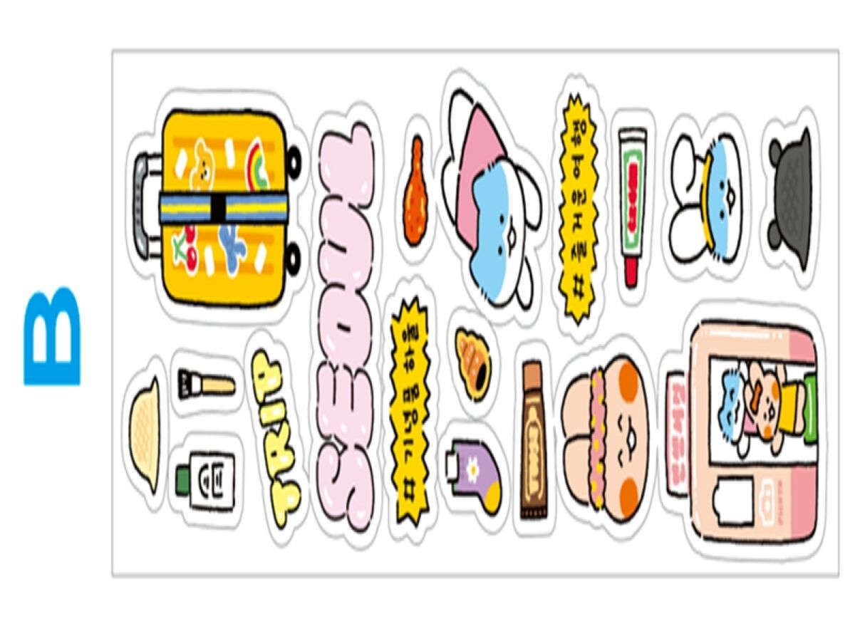 シールタイプマスキングテープ（韓国スタイルキャラクター、1個