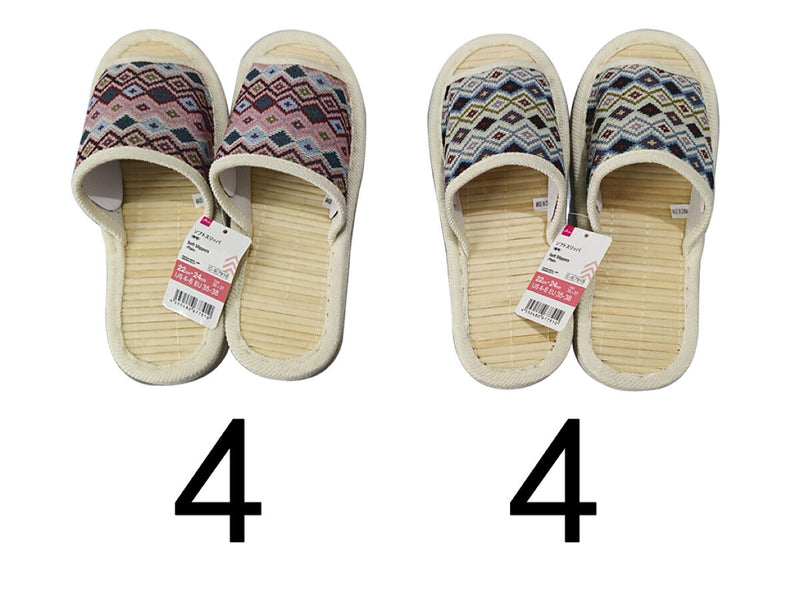外縫いスリッパ（エスニック、白竹）２２ｃｍ－２４ｃｍ
