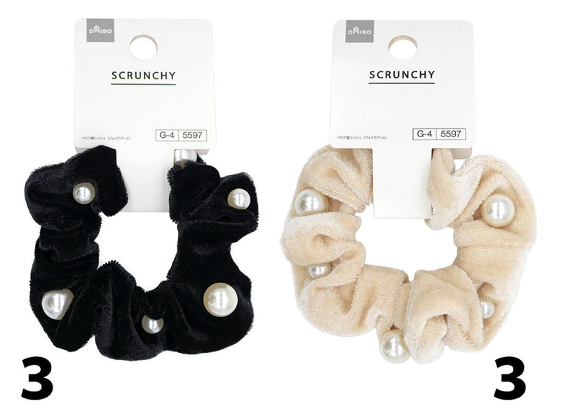 ベロア調シュシュ（フェイクパール）