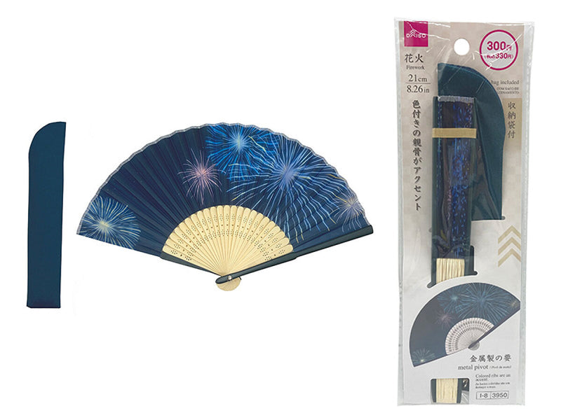 バイカラー扇子（花火、収納袋付）