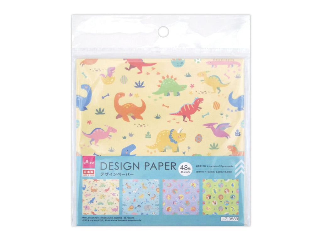 デザインペーパー（恐竜と動物、48枚） -100均 通販 ダイソー