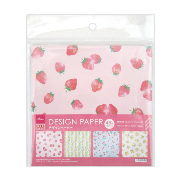 デザインペーパー（フルーツ柄、48枚） -100均 通販 ダイソー