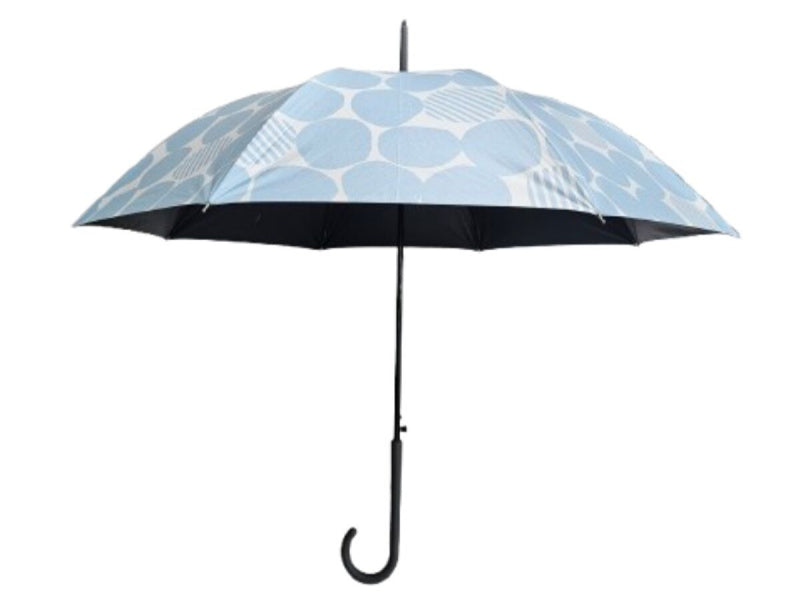 晴雨兼用長傘（ブラック暗幕、ブルードット）