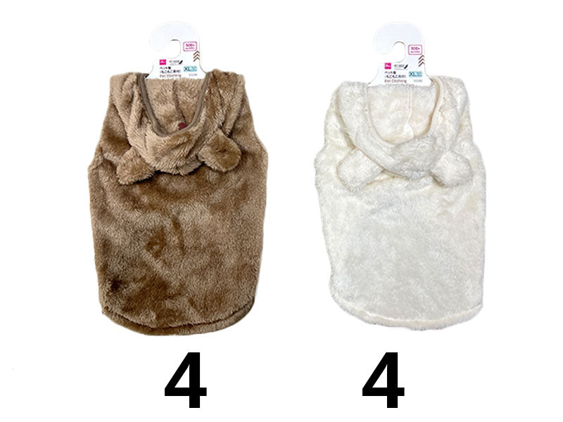 ペット服（もこもこ耳付、ＸＬ）３５ｃｍ×２６ｃｍ