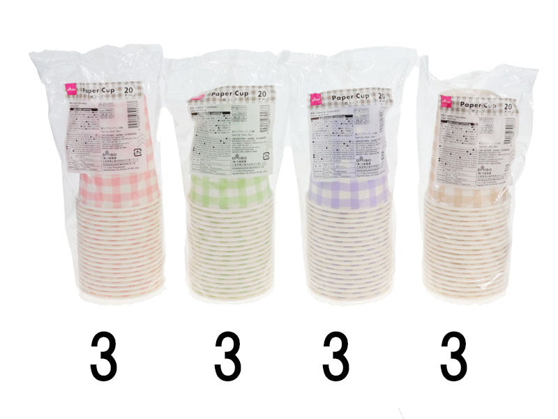 紙コップ（チェック、２０個）２５０ｍＬ