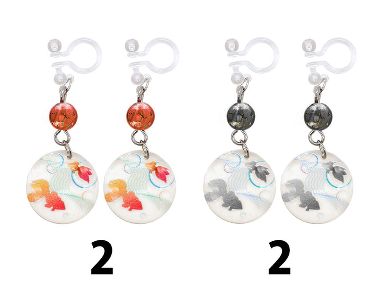 和イヤリング（クリア、金魚）
