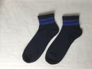 ショートカラーラインソックス（吸水速乾、抗菌防臭、紺）