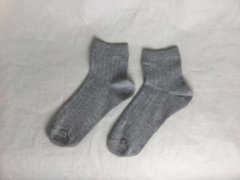 カラー太リブソックス（杢グレー、かかと直角、吸水速乾、消臭）
