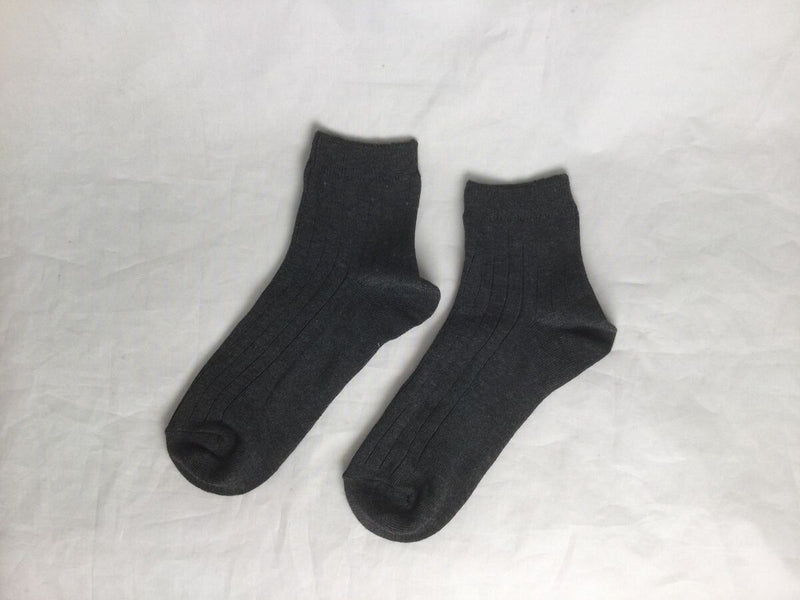 カラー太リブソックス（チャコールグレー、かかと直角、吸水速乾、消臭）