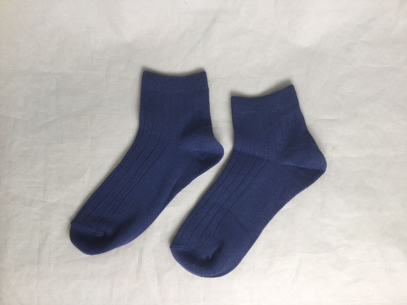 カラー太リブソックス（ブルー、かかと直角、吸水速乾、消臭）