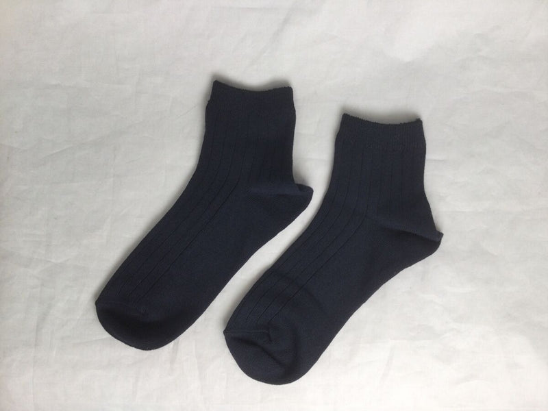 カラー太リブソックス（ネイビー、かかと直角、吸水速乾、消臭）