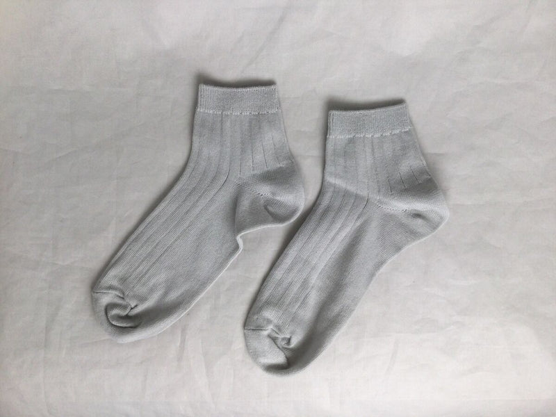カラー太リブソックス（ライトグレー、かかと直角、吸水速乾、消臭）