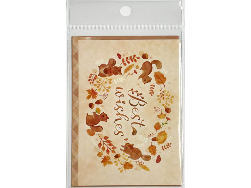 グリーティングカード（リス、封筒付）