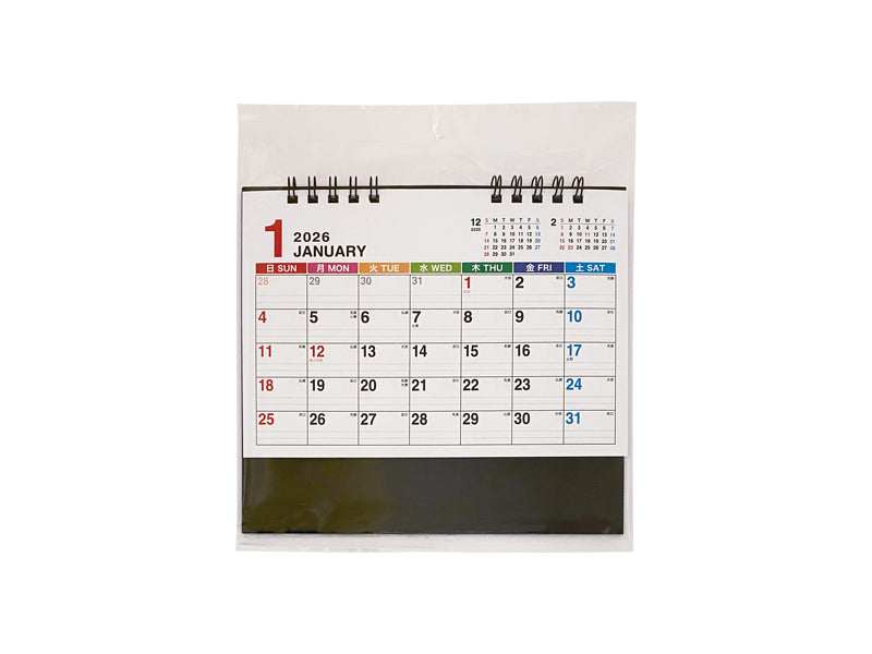 ２０２６年卓上Ｗリングカレンダー（Ｂ６、六曜カラー）なし