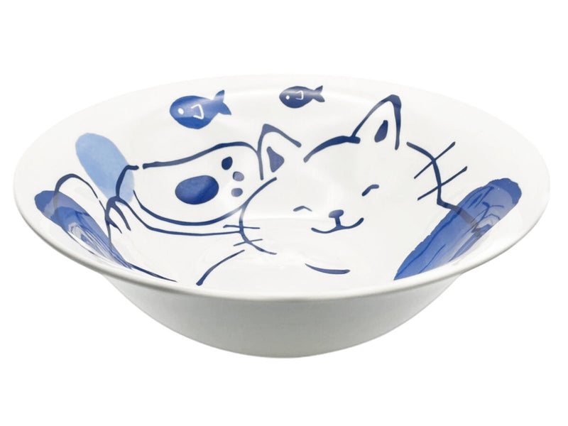 ラーメンどんぶり（藍にゃんこ）２５．５ｃｍ