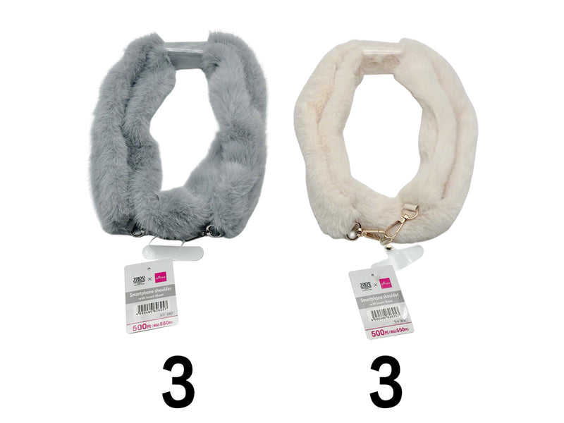 差込シート付スマホショルダー（エコファー、ＧＹ／ＷＨアソート）なし