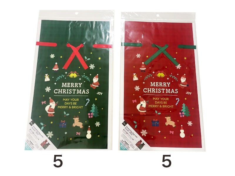 底マチ巾着バッグ（チェック柄）