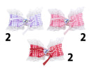 リボンヘアクリップ（レース＆チェック）