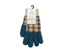 タッチ手袋（裏起毛、吸湿発熱加工、タッチ２本、チェック、ＢＬ）ブルー×１個入